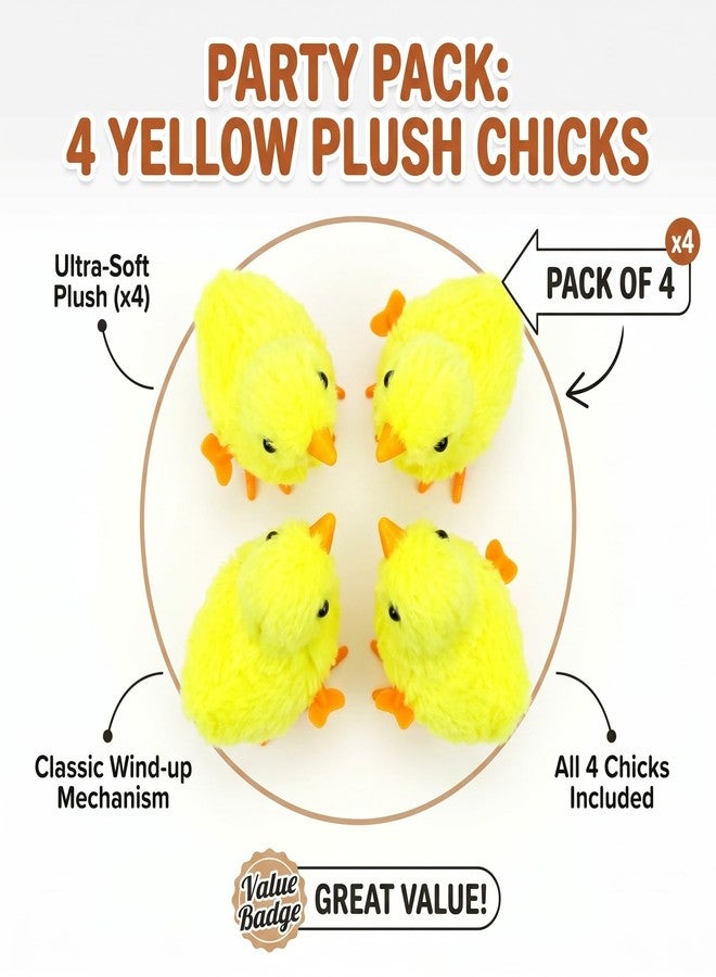 Fiddlys Pack of 4 Jumping Chick Wind-Up Toys - Cute Hopping Chickens for Kids, Easter Gifts & Party Favors - No Batteries, Fun & Safe Mini Toys(Jumping Chicks) - Image 2