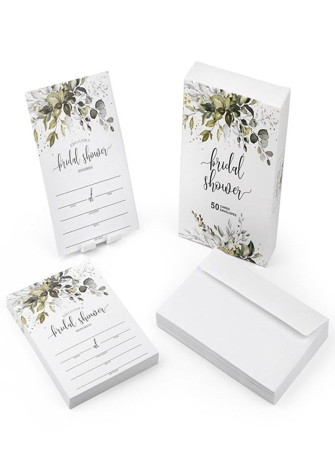 All-Ewired-Up All Ewired Up 50 Greenery Eucalyptus Bridal Shower Invitations and 50 Envelopes, Boxed Set, Sage (Large Size 5x7) - (100 pieces) - Image 4
