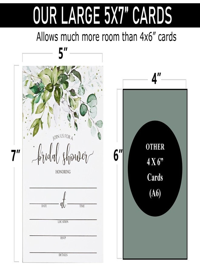 All-Ewired-Up All Ewired Up 50 Greenery Eucalyptus Bridal Shower Invitations and 50 Envelopes, Boxed Set, Sage (Large Size 5x7) - (100 pieces) - Image 2