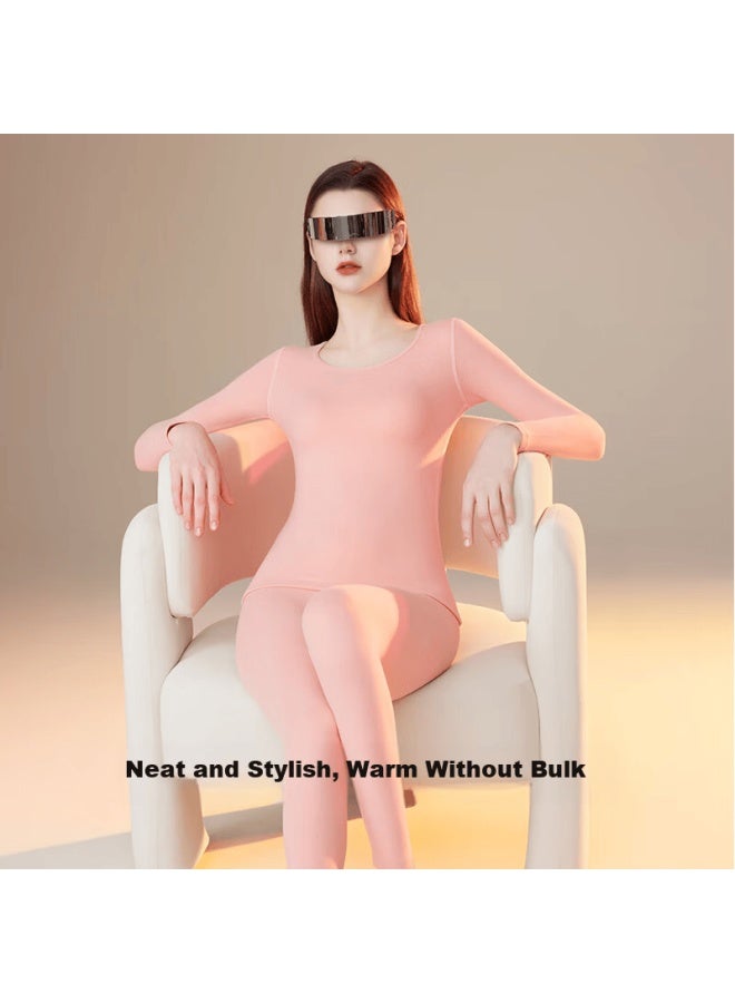 Joae Antibacterial Anti-mite Anti-static Cashmere Silk Women's Lightweight Thermal Underwear Set Autumn Top And Bottom With German Velvet - Image 3