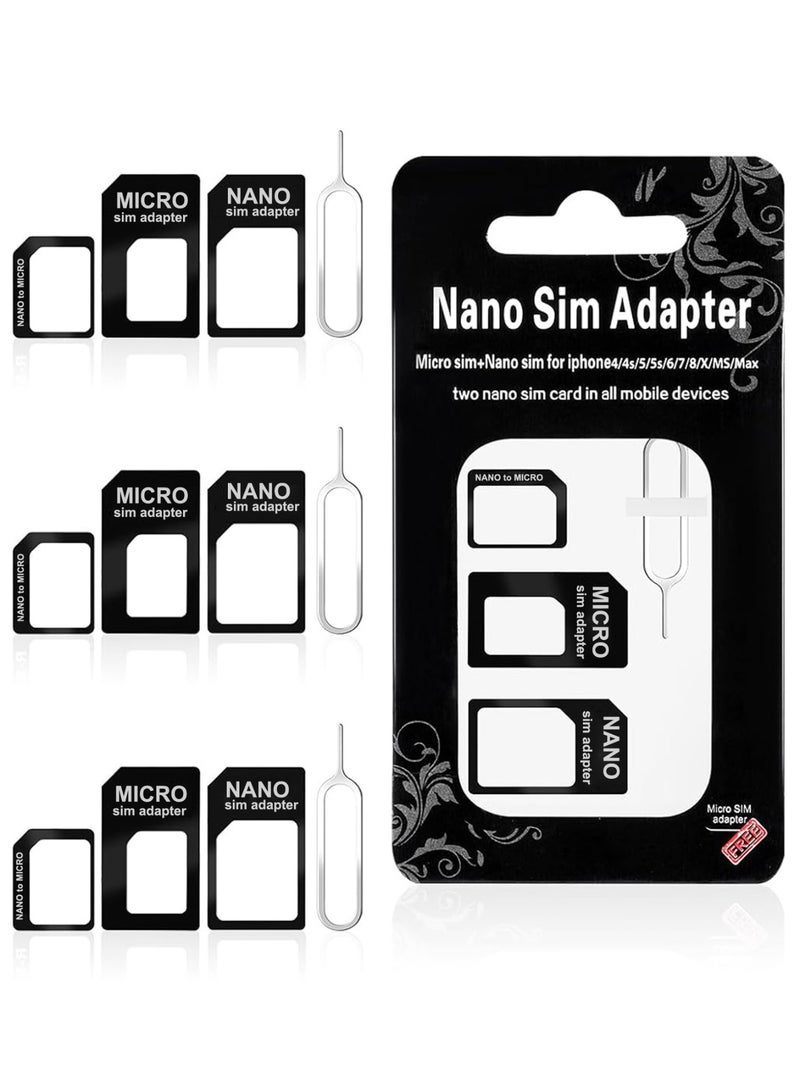نانو محول شريحة SIM نانو مايكرو - طقم محول قياسي 4 في 1 مع دبوس إخراج الدرج الفولاذي - Image 1