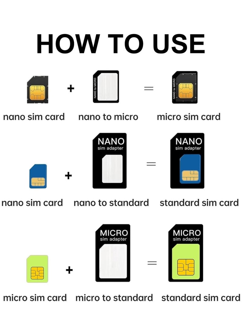 نانو محول شريحة SIM نانو مايكرو - طقم محول قياسي 4 في 1 مع دبوس إخراج الدرج الفولاذي - Image 4