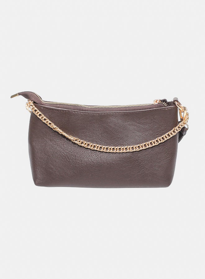 Glitter Bag with Cross Hand - Brown - Image 1