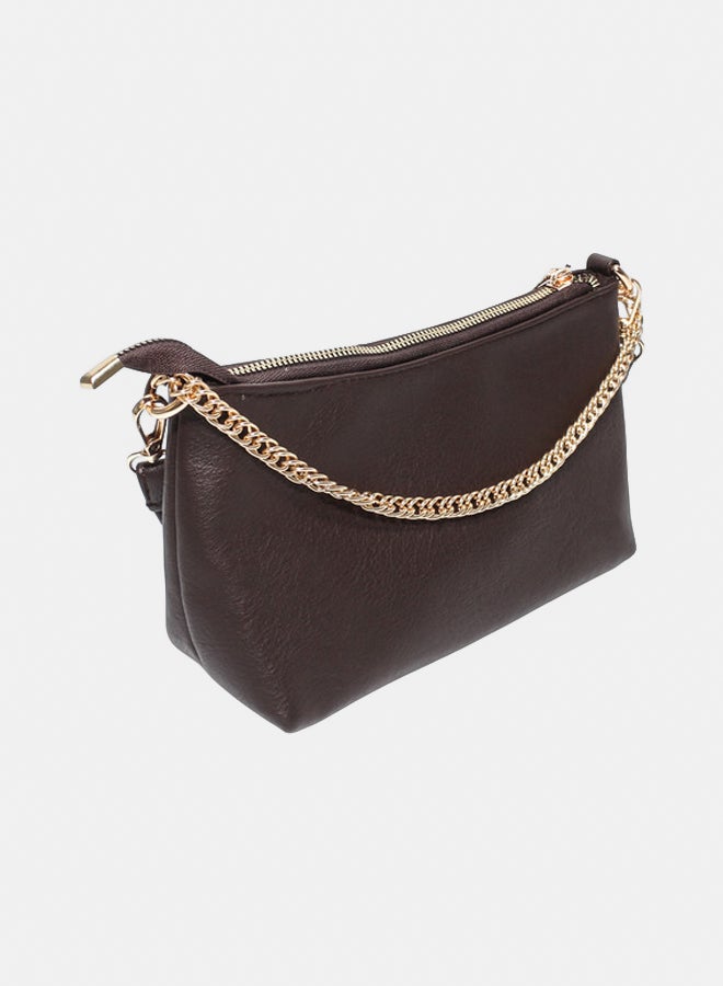 Glitter Bag with Cross Hand - Brown - Image 2