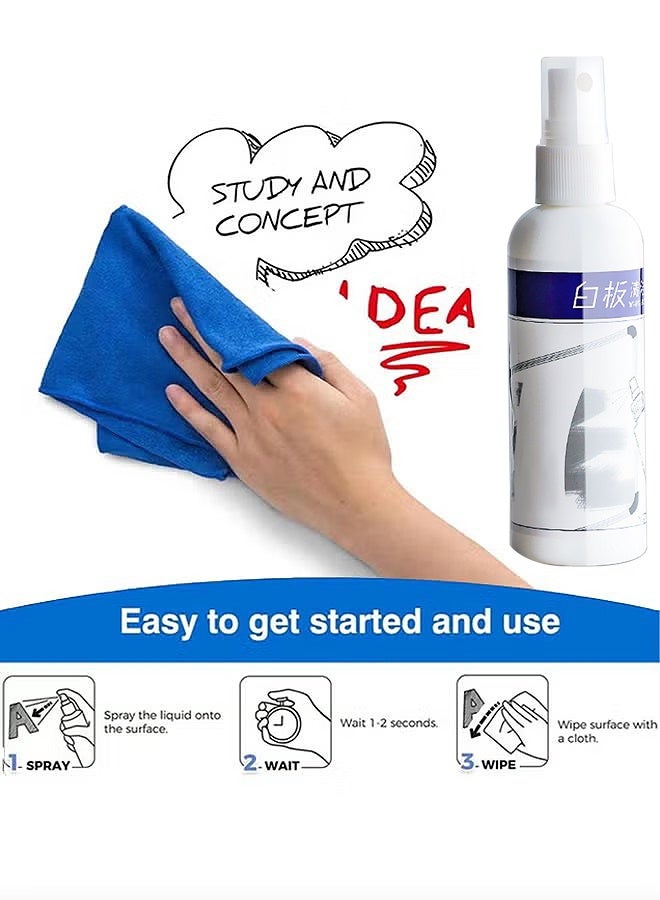 Opula Whiteboard Cleaning Kit, White Board Cleaning Spray Low Odor Dry Erase Board Cleaner With Cloth, Removes Stubborn Marks, Removes Marks From Whiteboards, 100ml - Image 5