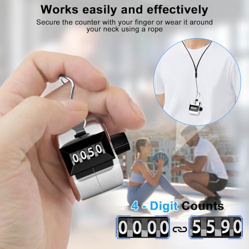Decymis 2 Pack Clicker Counter, Metal Hand Tally Counter Clicker, 4 Digit Mechanical Palm Click Counter for Counting Numbers, Coaching, Sports Events Count - Image 4