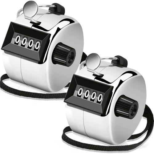 Decymis 2 Pack Clicker Counter, Metal Hand Tally Counter Clicker, 4 Digit Mechanical Palm Click Counter for Counting Numbers, Coaching, Sports Events Count - Image 1