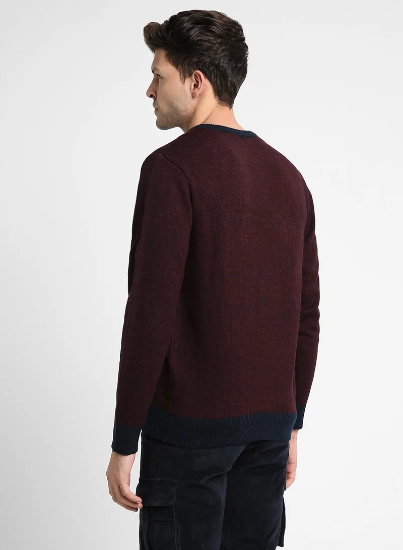 Dennis Lingo Men's Navy 100% Acrylic Self Design Regular Fit Sweater