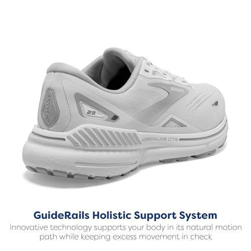 Brooks Women’s Adrenaline GTS 23 Supportive Running Shoe - White/Oyster/Silver - 10 Medium - Image 4