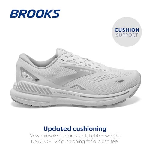 Brooks Women’s Adrenaline GTS 23 Supportive Running Shoe - White/Oyster/Silver - 10 Medium - Image 3