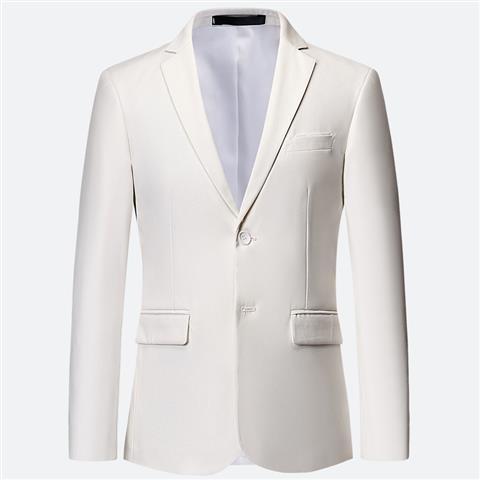 Spring and Autumn Mens Suit Youth Activity Dress Casual Jacket Formal Dress Professional Groom Small Suit White Mens Clothing White
