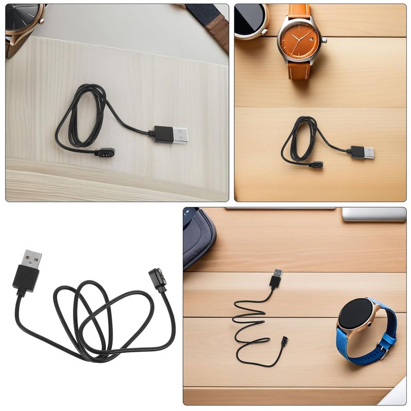 10pcs Universal Magnetic USB Charging Cable for Smartwatch 60cm Fast Charge Data Cord Compatible with Fitness Trackers and Wearable Devices, Black - Image 3