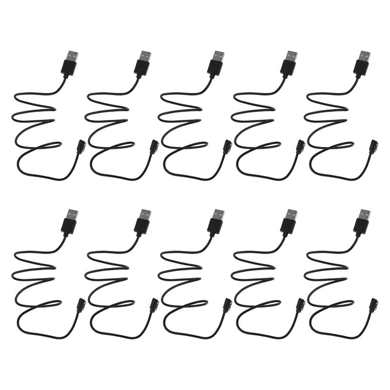 10pcs Universal Magnetic USB Charging Cable for Smartwatch 60cm Fast Charge Data Cord Compatible with Fitness Trackers and Wearable Devices, Black - Image 1