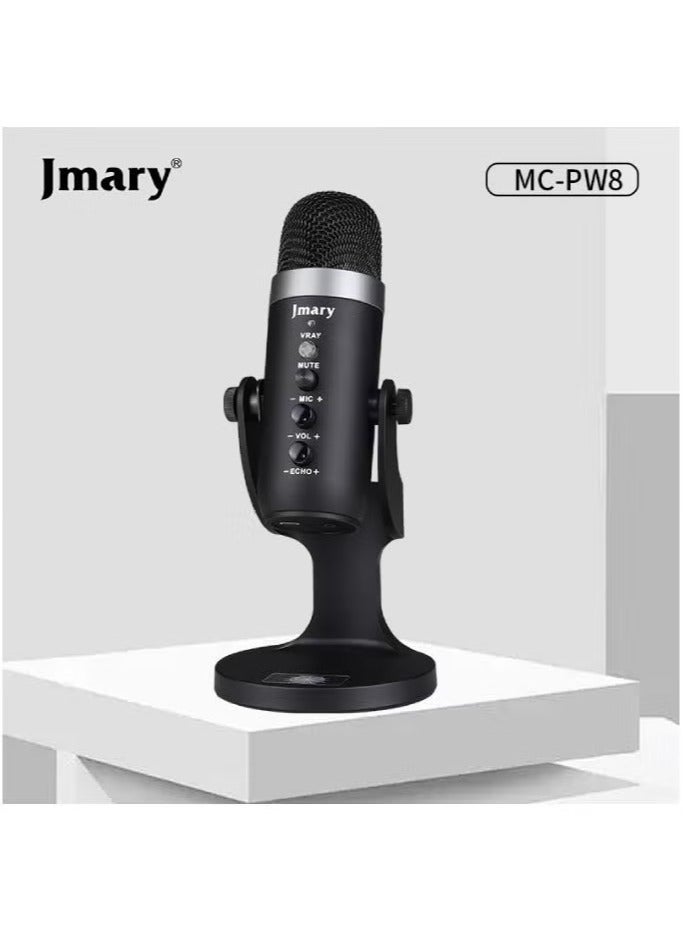 Jmary 🎙️ MC-PW8 USB Condenser Microphone – Studio-Quality Sound for Podcasting, Gaming, Streaming & Voice-Over – Plug & Play Mic with Noise Reduction, Mute Button, Volume Control & Adjustable Tripod Stand – Compatible with PC, Laptop, Mac - Image 1