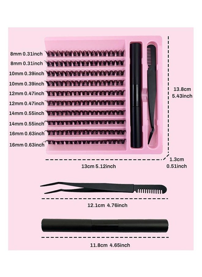 JS - Segmented False Eyelashes Clusters Set, DIY Corner Lashes, Dense Natural Look Eyelashes, C Curl Extension Eyelashes Set, with Eye Mascara Comb and Tweezers - Image 1