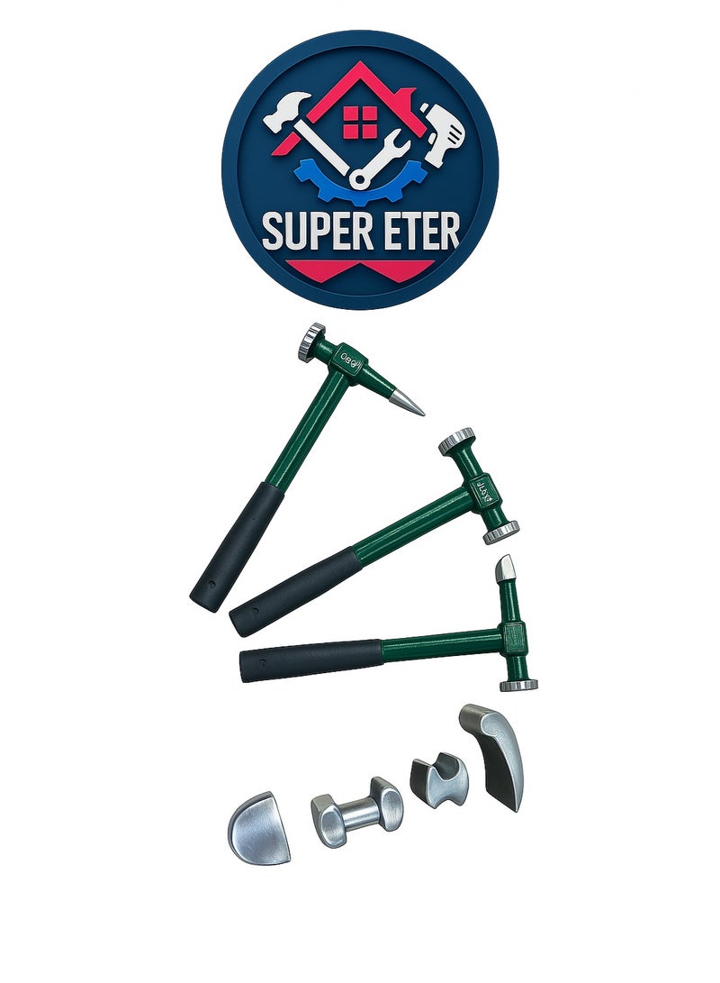 SUPER   ETER SUPER ETER 7 PCS Professional Body Hammers & Metal Bending/ Shaping Tools Set – Model 10005926 – Auto Body Panel Beating, Dent Repair & Blacksmithing Kit - Image 1