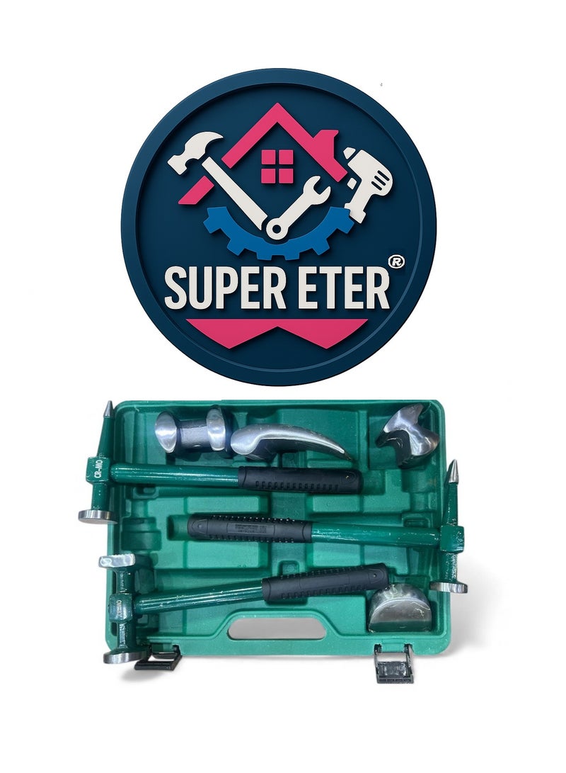 SUPER   ETER SUPER ETER 7 PCS Professional Body Hammers & Metal Bending/ Shaping Tools Set – Model 10005926 – Auto Body Panel Beating, Dent Repair & Blacksmithing Kit - Image 5