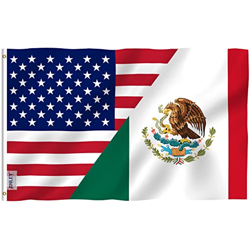 Anley Fly Breeze 3x5 Feet America Mexico Friendship Flag Vivid Color and Fade proof Canvas Header and Double Stitched Friendship Forever US MX Flag with Brass Grommets 3 X 5 Ft - Image 1