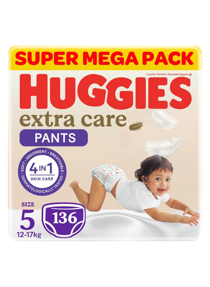 HUGGIES Huggies, Extra Care Culottes, Size 5, 12-17 kg, Super Mega Pack, 136 Diaper Pants