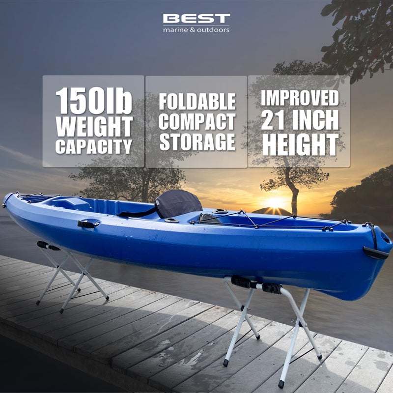 Best Marine and Outdoors Folding Kayak Stands, Extra Tall Storage Rack for Kayaks, Canoes & SUP Paddle Boards, 150lb Weight Capacity, Portable Freestanding Boat Accessories - Image 4