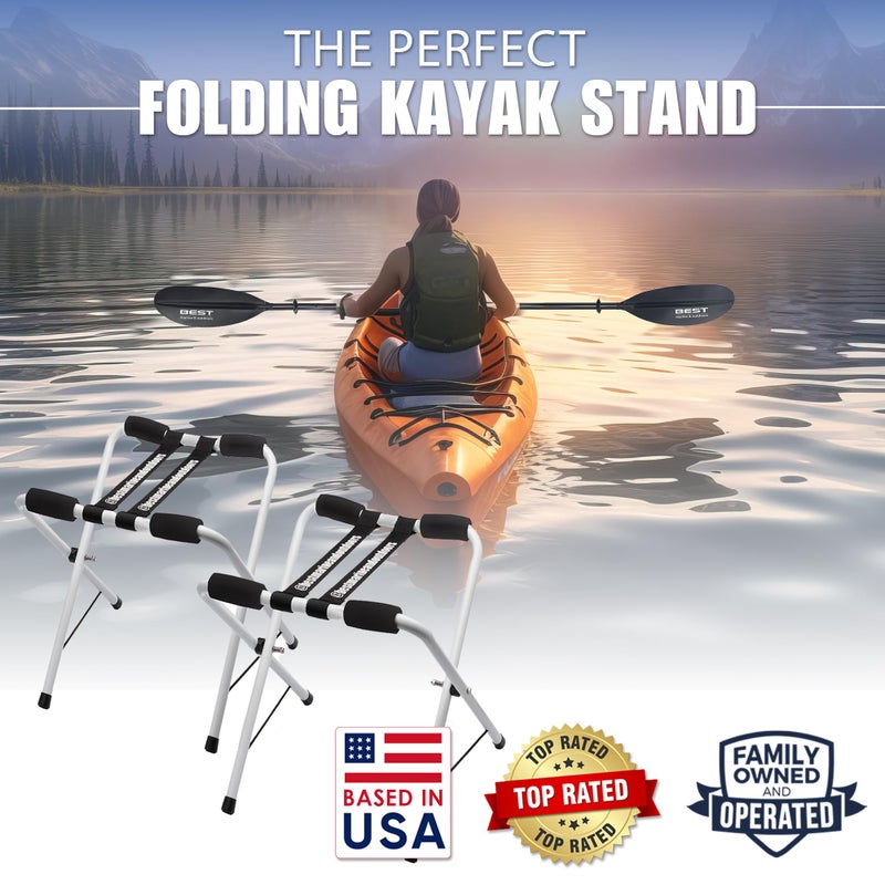 Best Marine and Outdoors Folding Kayak Stands, Extra Tall Storage Rack for Kayaks, Canoes & SUP Paddle Boards, 150lb Weight Capacity, Portable Freestanding Boat Accessories - Image 2