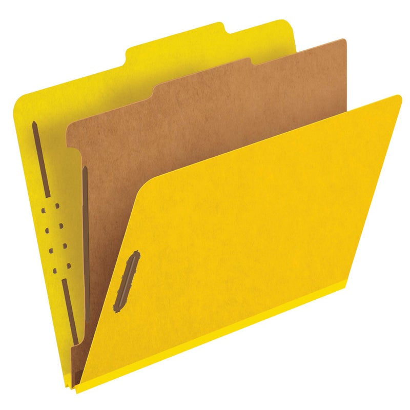Pendaflex Classification Folders, Standard, 1 Divider, Embedded Fasteners, 2/5 Cut Tab, Yellow, Letter Size, 10/BX (23734) - Image 1