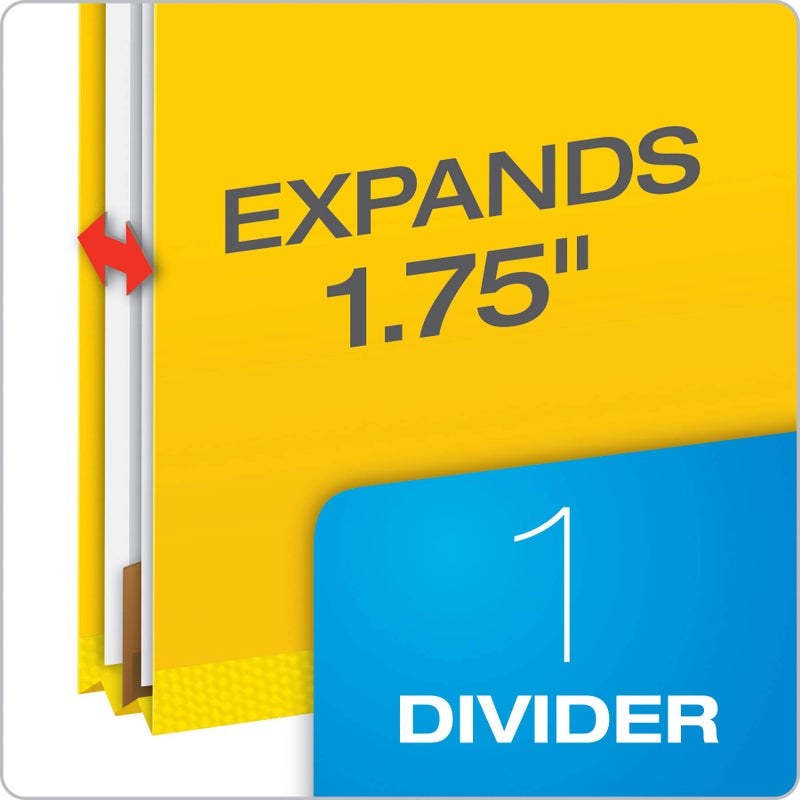 Pendaflex Classification Folders, Standard, 1 Divider, Embedded Fasteners, 2/5 Cut Tab, Yellow, Letter Size, 10/BX (23734) - Image 2