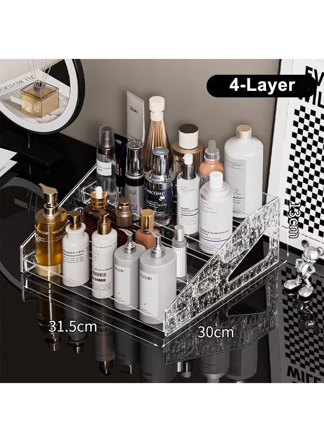 أوبتيكو حامل عرض بأربعة طبقات، حامل منظم للعطور، منظم لمستحضرات التجميل، حامل للعناية بالبشرة، حامل للتوابل، رف بلاستيكي شفاف للمطبخ والحمام وغرفة النوم للتخزين - Image 2