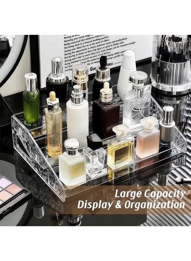 أوبتيكو حامل عرض بأربعة طبقات، حامل منظم للعطور، منظم لمستحضرات التجميل، حامل للعناية بالبشرة، حامل للتوابل، رف بلاستيكي شفاف للمطبخ والحمام وغرفة النوم للتخزين - Image 3