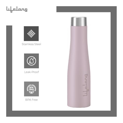 Lifelong Stainless Steel Water Bottle 900ml | Durable, Leak-Proof, Easy Grip, Rust Free, Easy-to-Clean, Odour-Free Bottle with Secure Cap for School, Travel, Gym & Work (LLBT03BL, Lavender) - Image 2