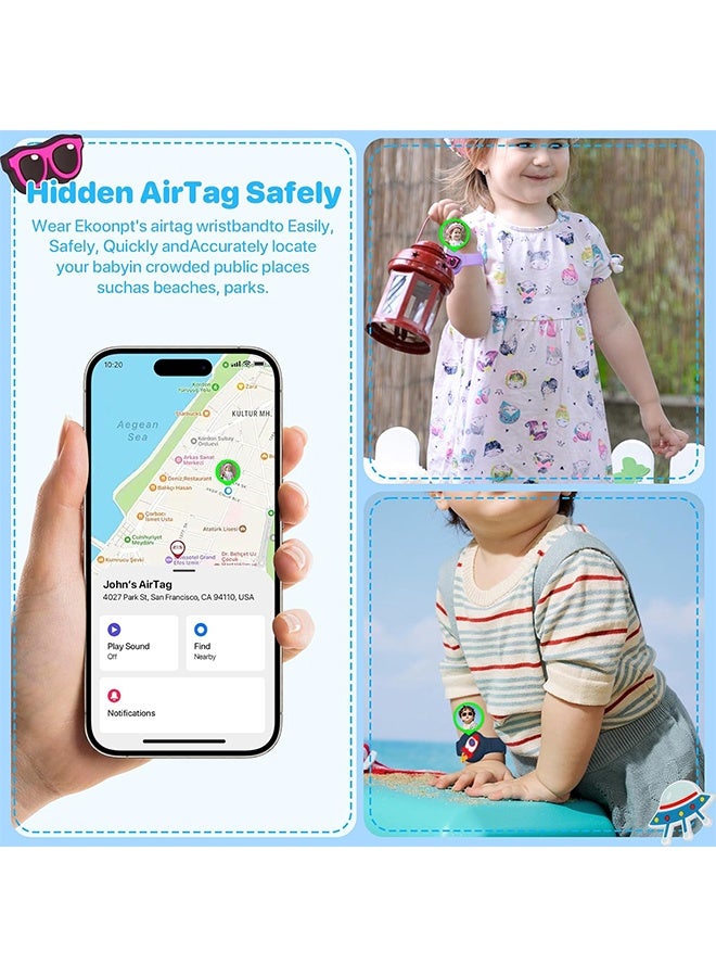 واي جيه أساور ذات بطاقة سيليكون هوائية مناسبة للأطفال، تتضمن 3 ملحقات للرسوم الكرتونية، وحزاما للساعة قابل للتعديل، ومتوافقا مع حاملات بطاقة الهواء الخاصة بالأطفال، وغطاء واقيا من مقتفي الأثر مضاد للماء ومغطى بالكامل، وملائم للفتيات، باللون الأرجواني. - Image 4