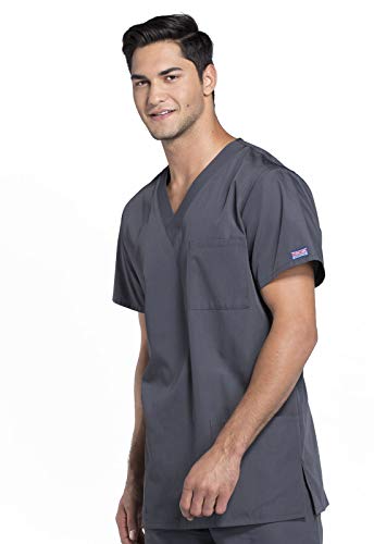 Cherokee Big and Tall Originals Unisex V-Neck Scrubs Shirt, Pewter, XX-Large - Image 2