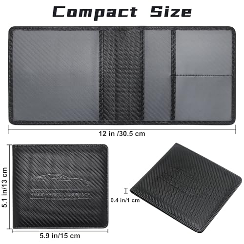 Miunice Car Registration and Insurance Holder, Premium Pu Leather Vehicle Glove Box Organizer - for Driver License, Cards & Essential Documents (Carbon Fiber Black) - Image 5