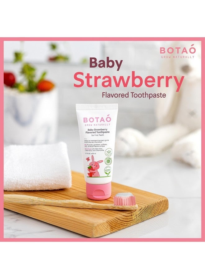BOTAO Fluoride Free Baby Toothpaste | Strawberry Flavored - Organic Training Natural Toddler Toothpaste for Toddlers | EWG Verified, Vegan, SLS Free, Safe to Swallow, Aloe Vera -1.7Oz - Image 5