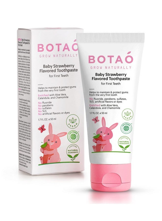 BOTAO Fluoride Free Baby Toothpaste | Strawberry Flavored - Organic Training Natural Toddler Toothpaste for Toddlers | EWG Verified, Vegan, SLS Free, Safe to Swallow, Aloe Vera -1.7Oz - Image 1