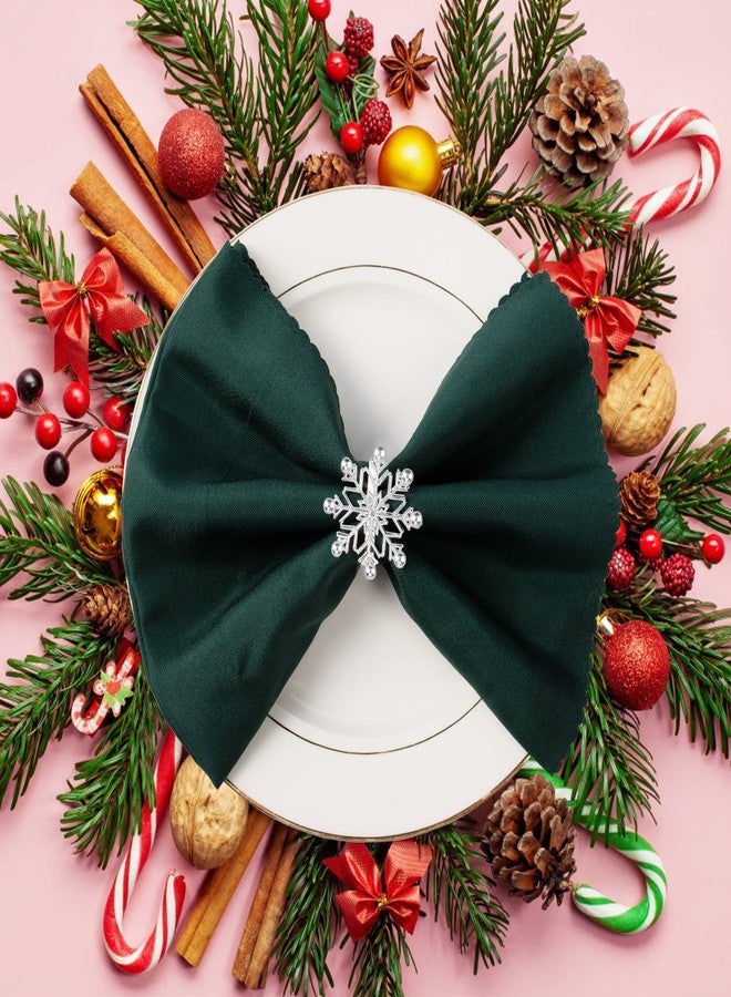ANPHSIN Set of 6 Christmas Napkin Rings- 8 Petal Snowflake Napkin Holder Rings Silver Xmas Napkin Buckle for Christmas Holiday Party Dinner Wedding Banquet Dinning Table Settings Decoration - Image 2