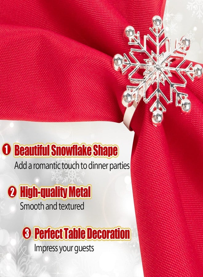 ANPHSIN Set of 6 Christmas Napkin Rings- 8 Petal Snowflake Napkin Holder Rings Silver Xmas Napkin Buckle for Christmas Holiday Party Dinner Wedding Banquet Dinning Table Settings Decoration - Image 5