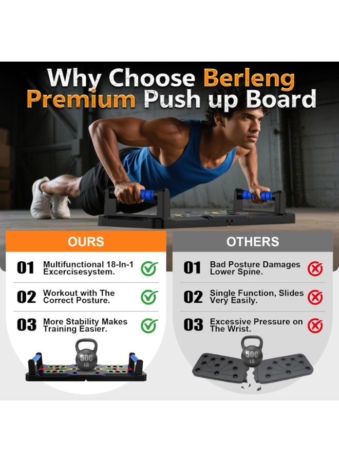 Hedge Solid Push Up Board 15 in 1 Home Workout Equipment Multi-Functional Pushup Stands System Fitness Floor Chest Muscle Exercise Professional Equipment Burn Fat Strength Training Arm Men & Women - Image 5
