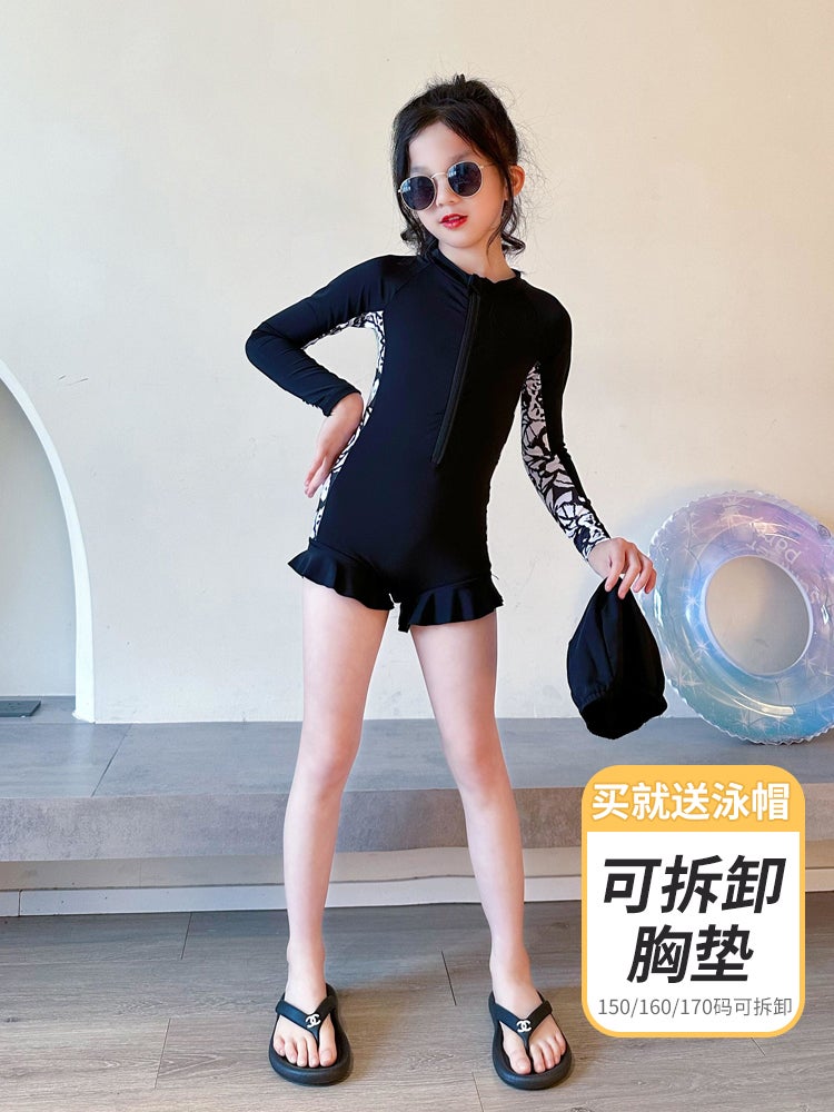 Spring Swimsuit Girls Kidsren'S Swimsuit High-Looking Medium And Large Kidsren 12-Year-Old Girl Swimsuit With Breast Pads - Image 1