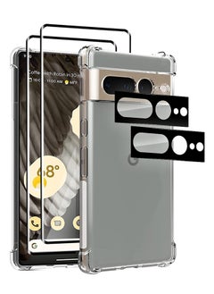 CATANES 5 Packs For Google Pixel 7 Pro TPU Case and 2 Screen Protectors and 2 Camera Lens Protectors Clear Anti-Yellowing Transparent Shockproof Case Scratch Resistant Reinforced Corners Cover  - Image 2