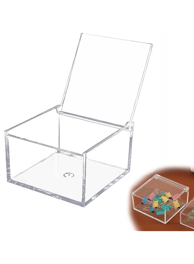 إيروريكس صندوق تخزين أكريليك مع أغطية مفصلية مكون من قطعتين متعدد الأغراض، صندوق شفاف قابل للتكديس، منظم تخزين مكعب للمكتب وحفلات الزفاف وأعياد الميلاد والمجوهرات والكعك والحلوى 80X80X60 مم - Image 1