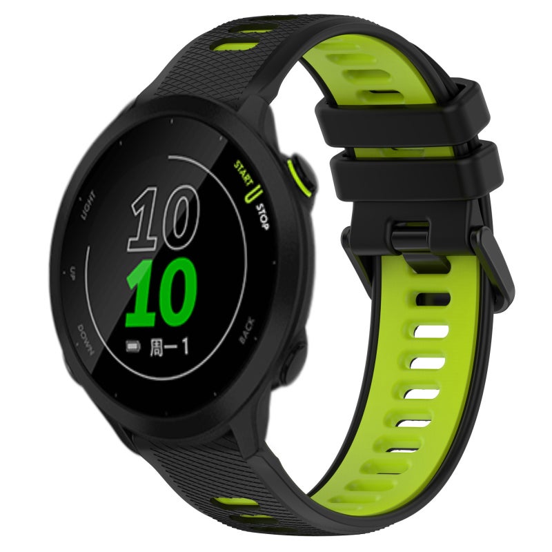 S-TOP For Garmin Forerunner 158 20mm Sports Two-Color Silicone Watch Band(Black+Green) - Image 1