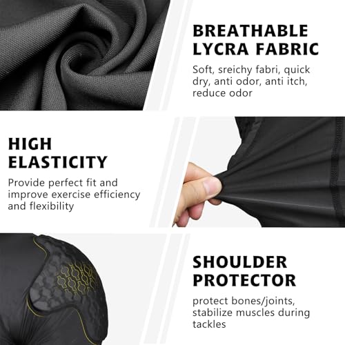 TUOYR Mens Football Padded Shirt Baseball Compression Shirt with Pads Chest Rib Protector Adult Protective Undershirt Heart Guard for Softball Rugby Lacrosse - Image 3