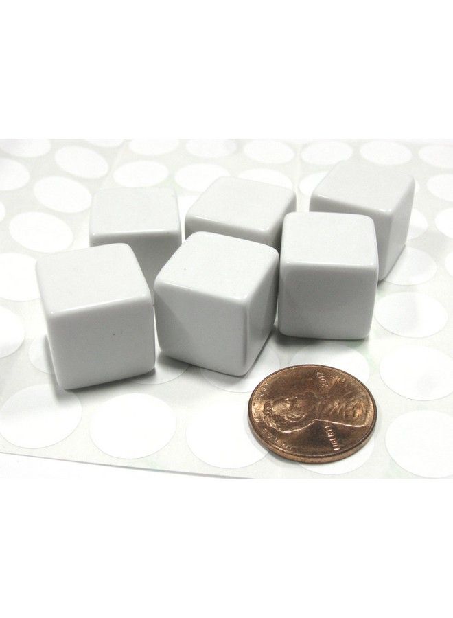 Koplow Games Set Of 6 D6 16Mm Blank Opaque Dice With Customizable Stickers Solid White - Image 2
