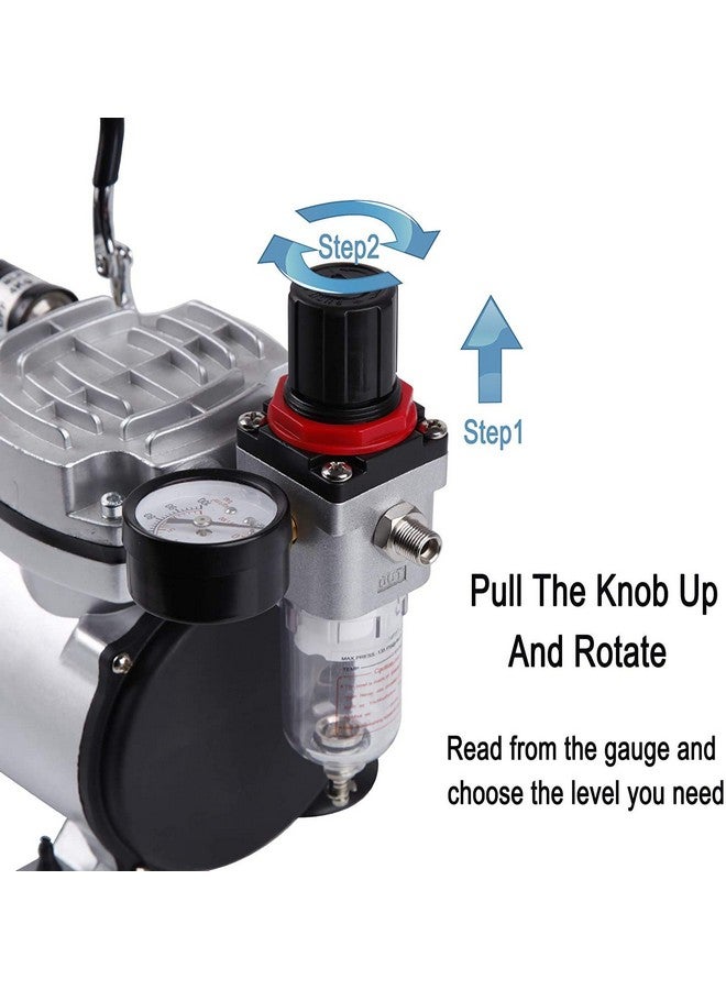 Aerograph Mini Air-Compressor With Airbrush AG-130E Set 0.3mm, Dual Action Gravity Feed & Air Hose Pipe/Spring Tube (6ft) - Image 5