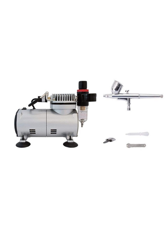 Aerograph Mini Air-Compressor With Airbrush AG-130E Set 0.3mm, Dual Action Gravity Feed & Air Hose Pipe/Spring Tube (6ft) - Image 1