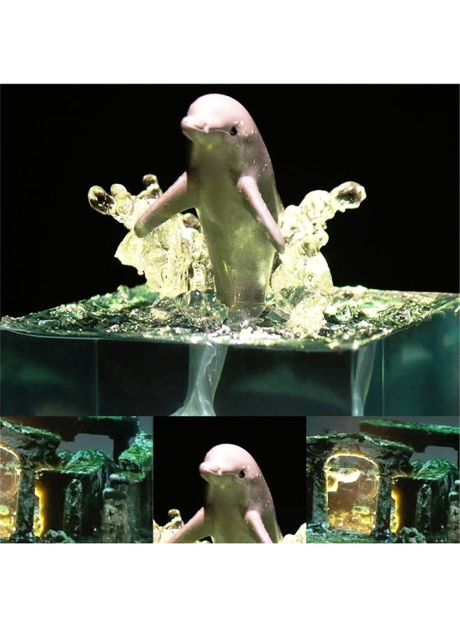 eletriace Handcrafted Dolphin Night Light Epoxy Resin Deep Sea Night Lamp Bedside Table Lamp with USB Stand Unique Home Decor Accent - Image 3