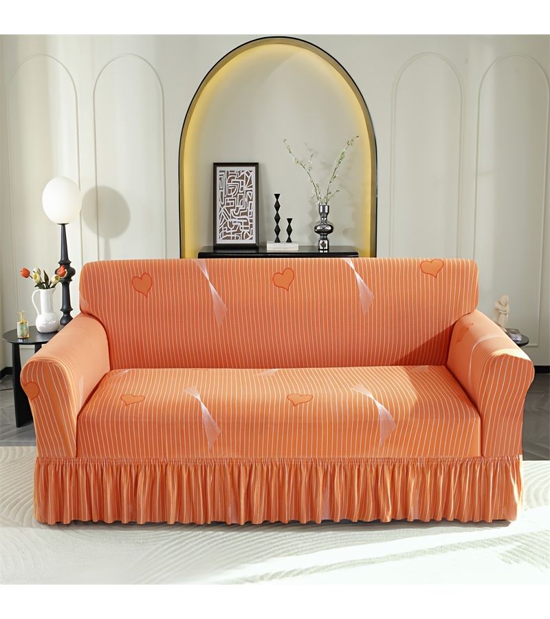 A Four Season Universal 1 Seater Armchair Sofa Cover With Elastic Ruffled Skirt And Integrated Style Design - Image 3