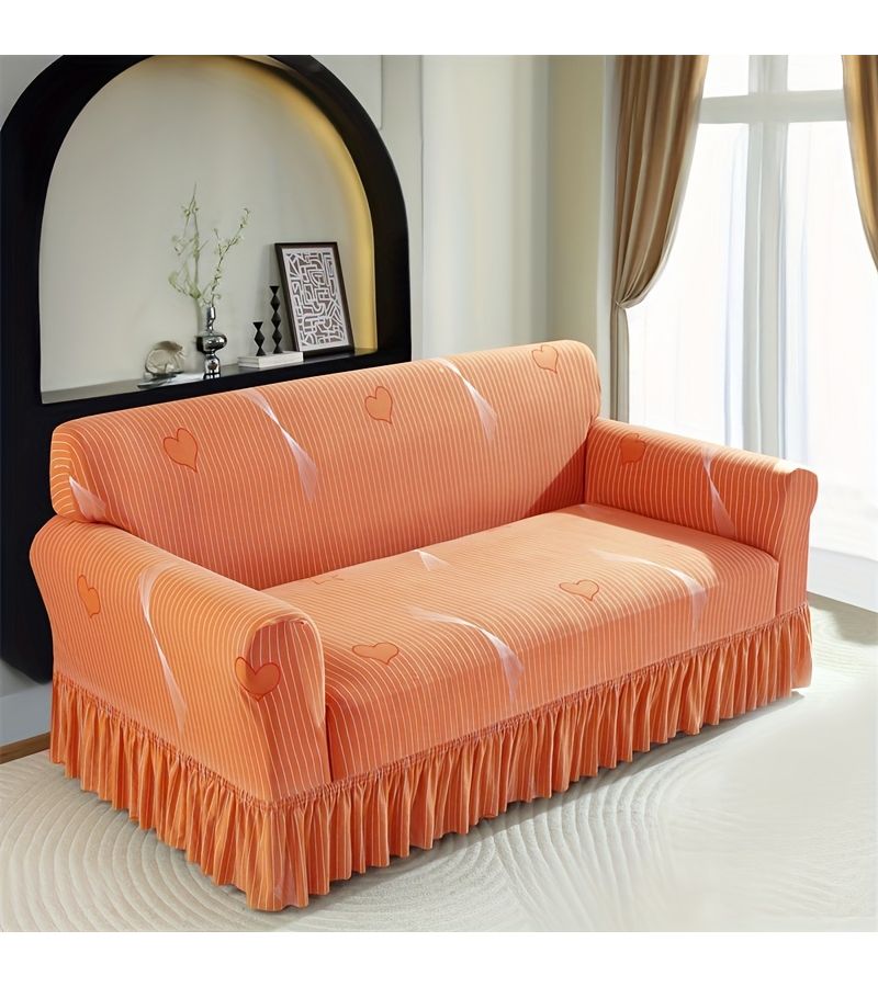 A Four Season Universal 1 Seater Armchair Sofa Cover With Elastic Ruffled Skirt And Integrated Style Design - Image 2