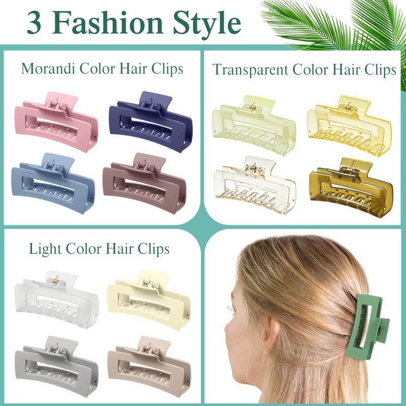 XunYee 90 Pcs Hair Clips Bulk Hair Claw Clips for Women Girls 4.1 Inch Large Rectangle Non-slip Square Strong Hold Jaw - Image 4